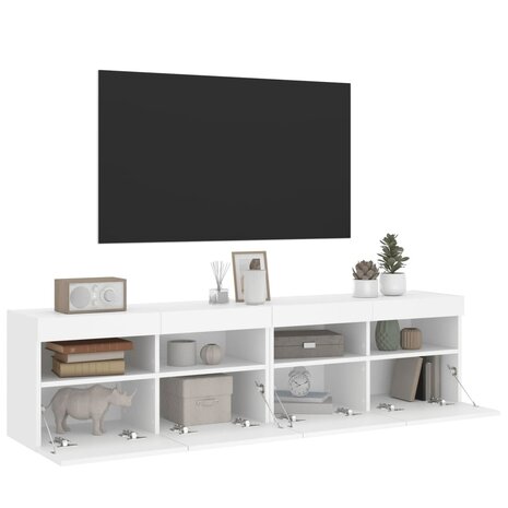 Tv-wandmeubels met LED-verlichting 2 st 80x30x40 cm wit 7