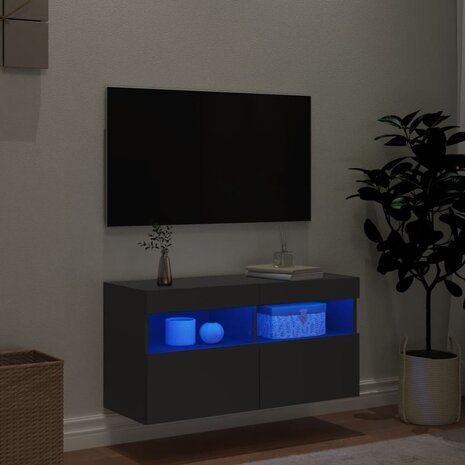 Tv-wandmeubel met LED-verlichting 80x30x40 cm zwart 4