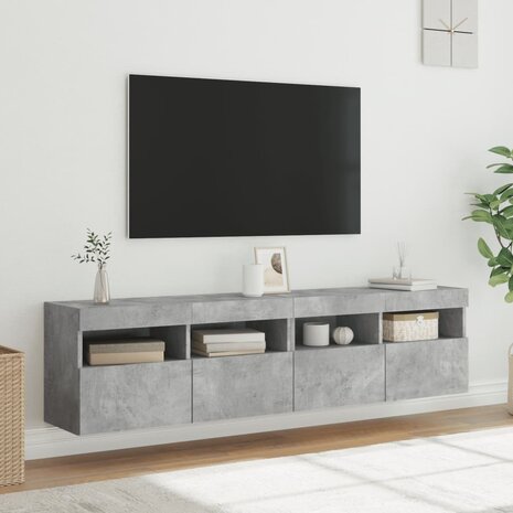 Tv-wandmeubels met LED 2 st 80x30x40 cm betongrijs 5