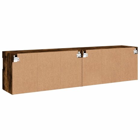 Tv-wandmeubels met LED 2 st 80x30x40 cm gerookt eikenkleurig 11