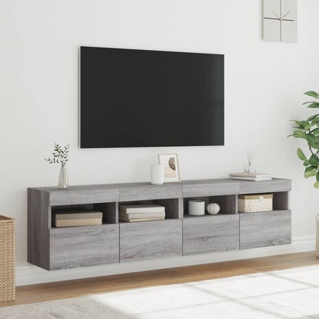 Tv-wandmeubels met LED 2 st 80x30x40 cm grijs sonoma eikenkleur 5