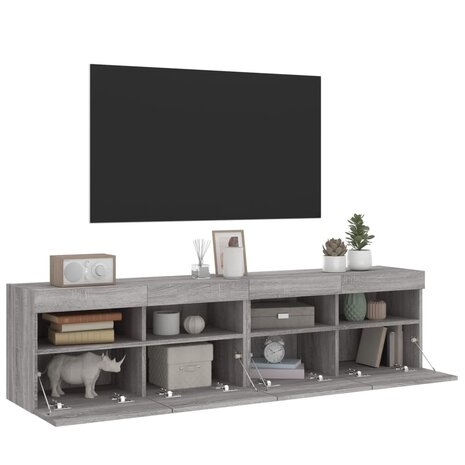 Tv-wandmeubels met LED 2 st 80x30x40 cm grijs sonoma eikenkleur 6