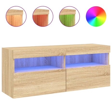 Tv-wandmeubel met LED-verlichting 100x30x40 cm sonoma eiken 2