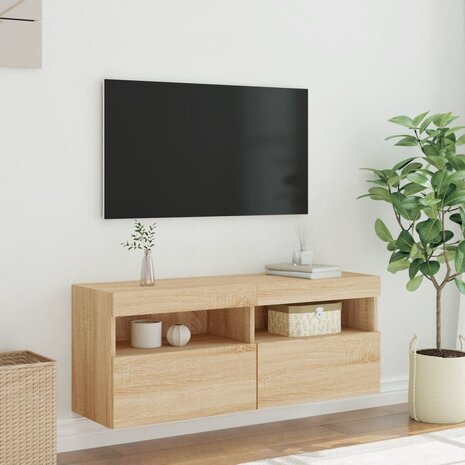 Tv-wandmeubel met LED-verlichting 100x30x40 cm sonoma eiken 5