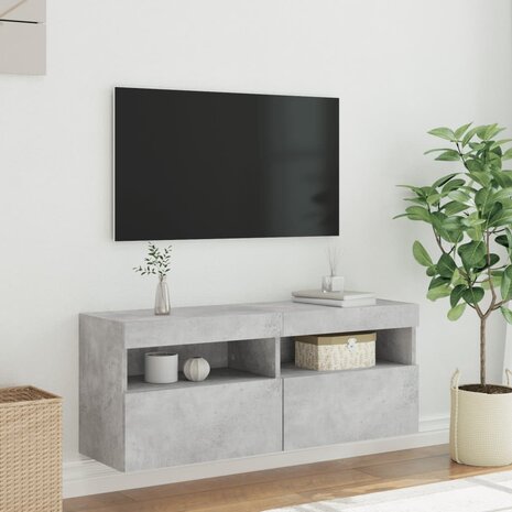 Tv-wandmeubel met LED-verlichting 100x30x40 cm betongrijs 5