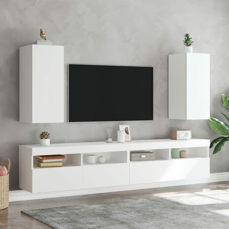 Tv-wandmeubels met LED-verlichting 2 st 30,5x35x70 cm wit 4