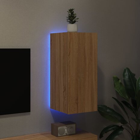 Tv-wandmeubel met LED-verlichting 30,5x35x70 cm sonoma eiken 4