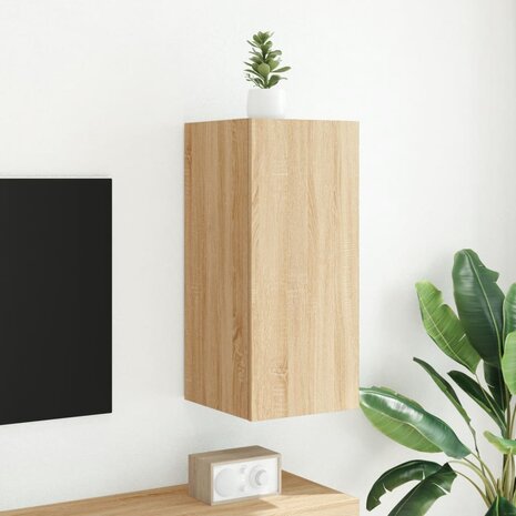 Tv-wandmeubel met LED-verlichting 30,5x35x70 cm sonoma eiken 5