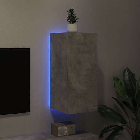 Tv-wandmeubel met LED-verlichting 30,5x35x70 cm betongrijs 4