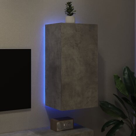 Tv-wandmeubel met LED-verlichting 40,5x35x80 cm betongrijs 3