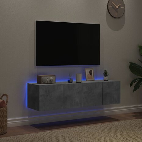 Tv-wandmeubelen met LED-verlichting 2 st 60x35x31 cm betongrijs 3