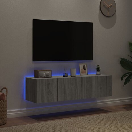 Tv-wandmeubelen met LED 2 st 60x35x31 cm grijs sonoma eiken 3