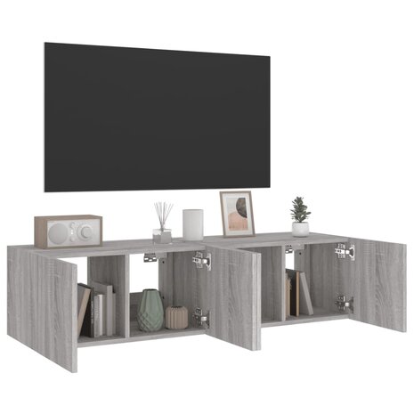 Tv-wandmeubelen met LED 2 st 60x35x31 cm grijs sonoma eiken 6