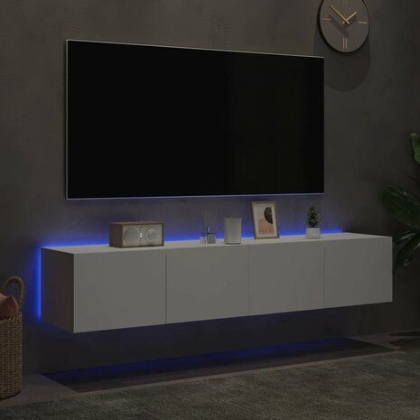 Tv-wandmeubels met LED-verlichting 2 st 80x35x31 cm wit 3