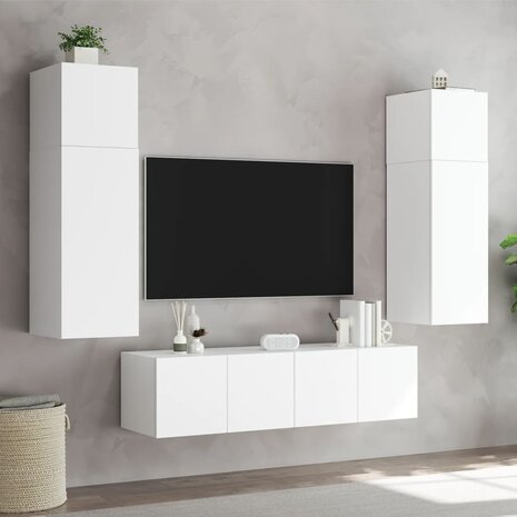 Tv-wandmeubels met LED-verlichting 2 st 80x35x31 cm wit 5