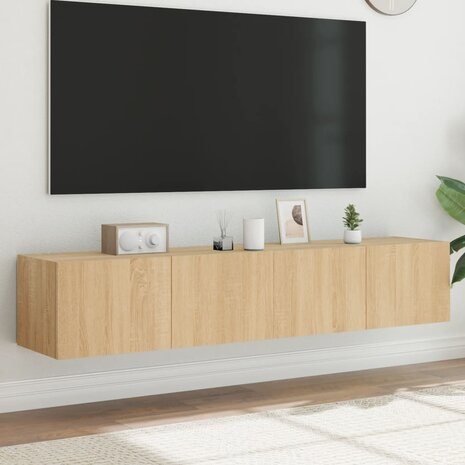 Tv-wandmeubels met LED 2 st 80x35x31 cm sonoma eikenkleurig 1