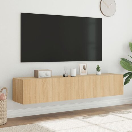 Tv-wandmeubels met LED 2 st 80x35x31 cm sonoma eikenkleurig 4