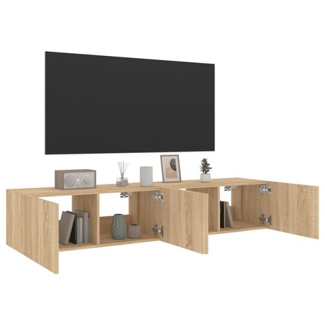 Tv-wandmeubels met LED 2 st 80x35x31 cm sonoma eikenkleurig 6