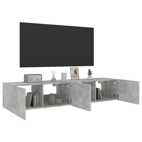 Tv-wandmeubels met LED-verlichting 2 st 80x35x31 cm betongrijs 6