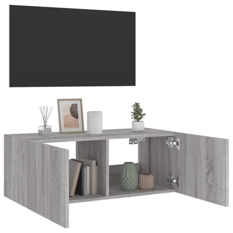 Tv-wandmeubel met LED-verlichting 80x35x31 cm grijs sonoma 6