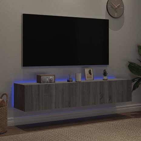 Tv-wandmeubels met LED 2 st 80x35x31 cm grijs sonoma 3