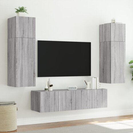 Tv-wandmeubels met LED 2 st 80x35x31 cm grijs sonoma 5