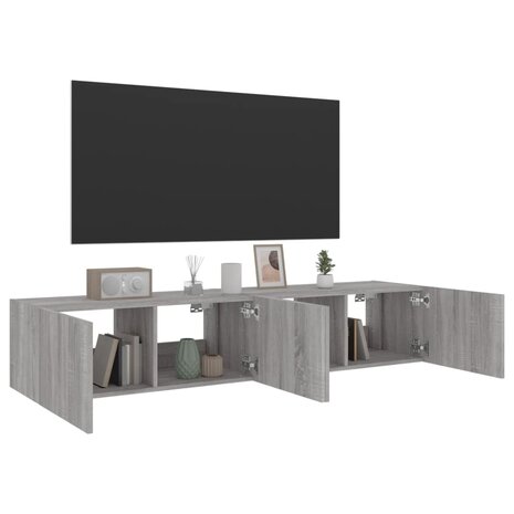 Tv-wandmeubels met LED 2 st 80x35x31 cm grijs sonoma 6