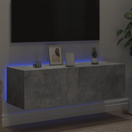 Tv-wandmeubel met LED-verlichting 100x35x31 cm betongrijs 4