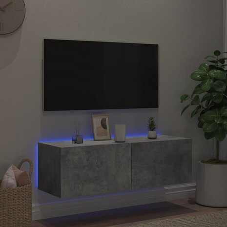 Tv-wandmeubel met LED-verlichting 100x35x31 cm betongrijs 5