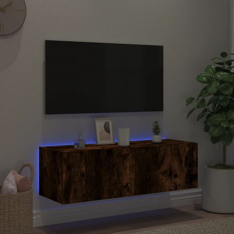 Tv-wandmeubel met LED-verlichting 100x35x31 cm gerookt eiken 5