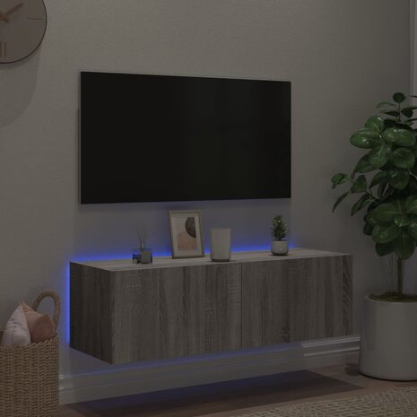 Tv-wandmeubel met LED-verlichting 100x35x31 cm grijs sonoma 5