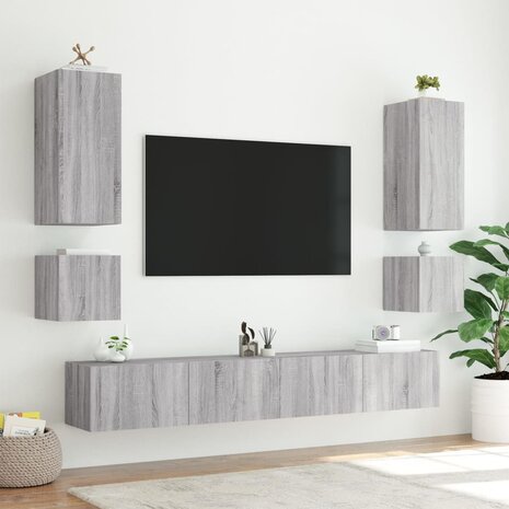 Tv-wandmeubel met LED-verlichting 100x35x31 cm grijs sonoma 7