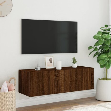 Tv-wandmeubel met LED-verlichting 100x35x31 cm bruineikenkleur 6