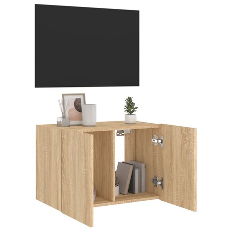 Tv-wandmeubel met LED-verlichting 60x35x41 cm sonoma eikenkleur 7