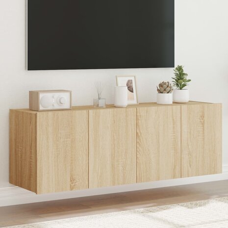 Tv-wandmeubels met LED 2 st 60x35x41 cm sonoma eikenkleurig 1