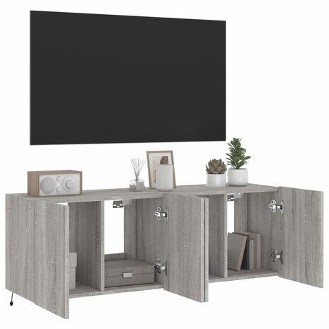 Tv-wandmeubels met LED 2 st 60x35x41 cm grijs sonoma eiken 7