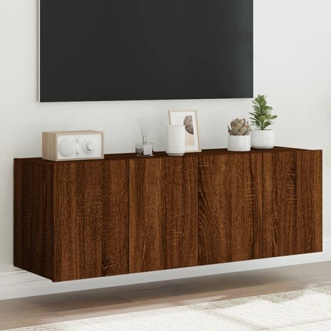 Tv-wandmeubels met LED 2 st 60x35x41 cm bruin eikenkleur 1