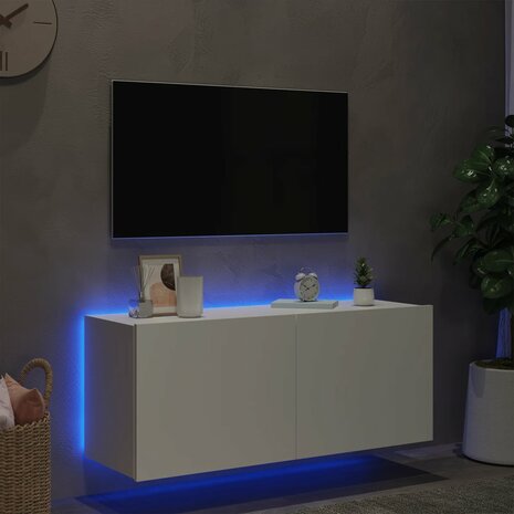 Tv-wandmeubel met LED-verlichting 100x35x41 cm wit 4