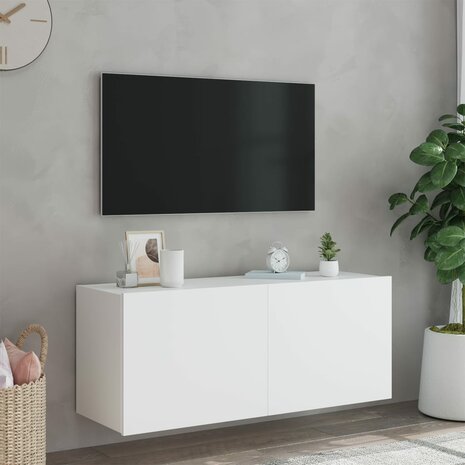 Tv-wandmeubel met LED-verlichting 100x35x41 cm wit 5