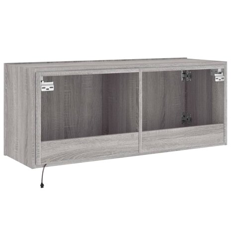 Tv-wandmeubel met LED-verlichting 100x35x41 cm grijs sonoma 11