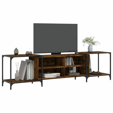 Tv-meubel 203x37x50 cm bewerkt hout gerookt eikenkleurig 3