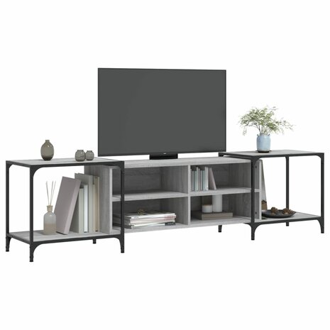 Tv-meubel 203x37x50 cm bewerkt hout grijs sonoma eikenkleurig 3