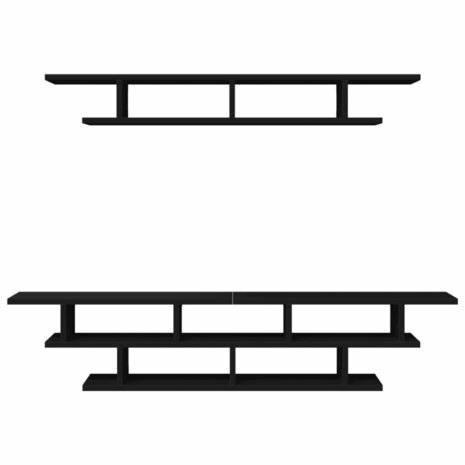 Tv-wandmeubelset bewerkt hout zwart 6