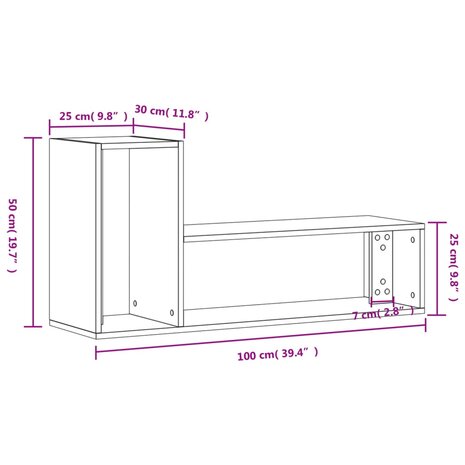 Tv-meubelen 2 st 100x30x50 cm bewerkt hout bruin eikenkleurig 12