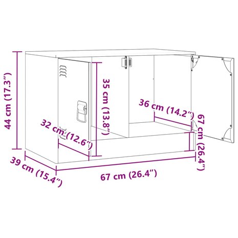 Tv-meubel 67x39x44 cm staal antracietkleurig 12