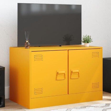 Tv-meubel 67x39x44 cm staal mosterdgeel 1