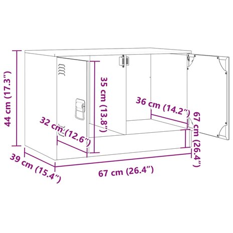 Tv-meubel 67x39x44 cm staal wit 12