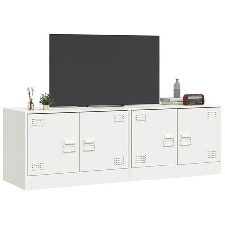 Tv-meubelen 2 st 67x39x44 cm staal wit 4