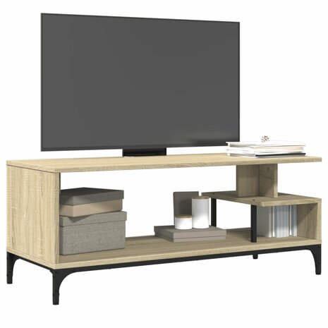 Tv-meubel 102x40x41 cm hout en gepoedercoat staal sonoma eiken 4