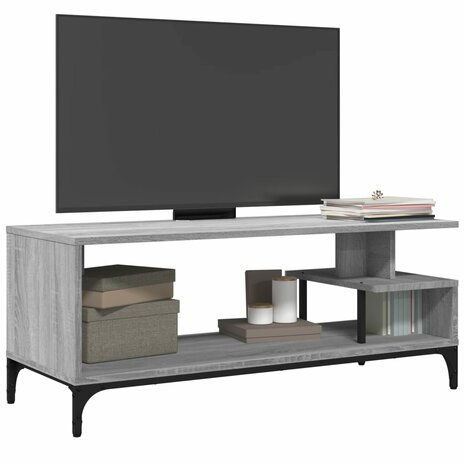 Tv-meubel 102x40x41 cm hout en gepoedercoat staal grijs sonoma 4